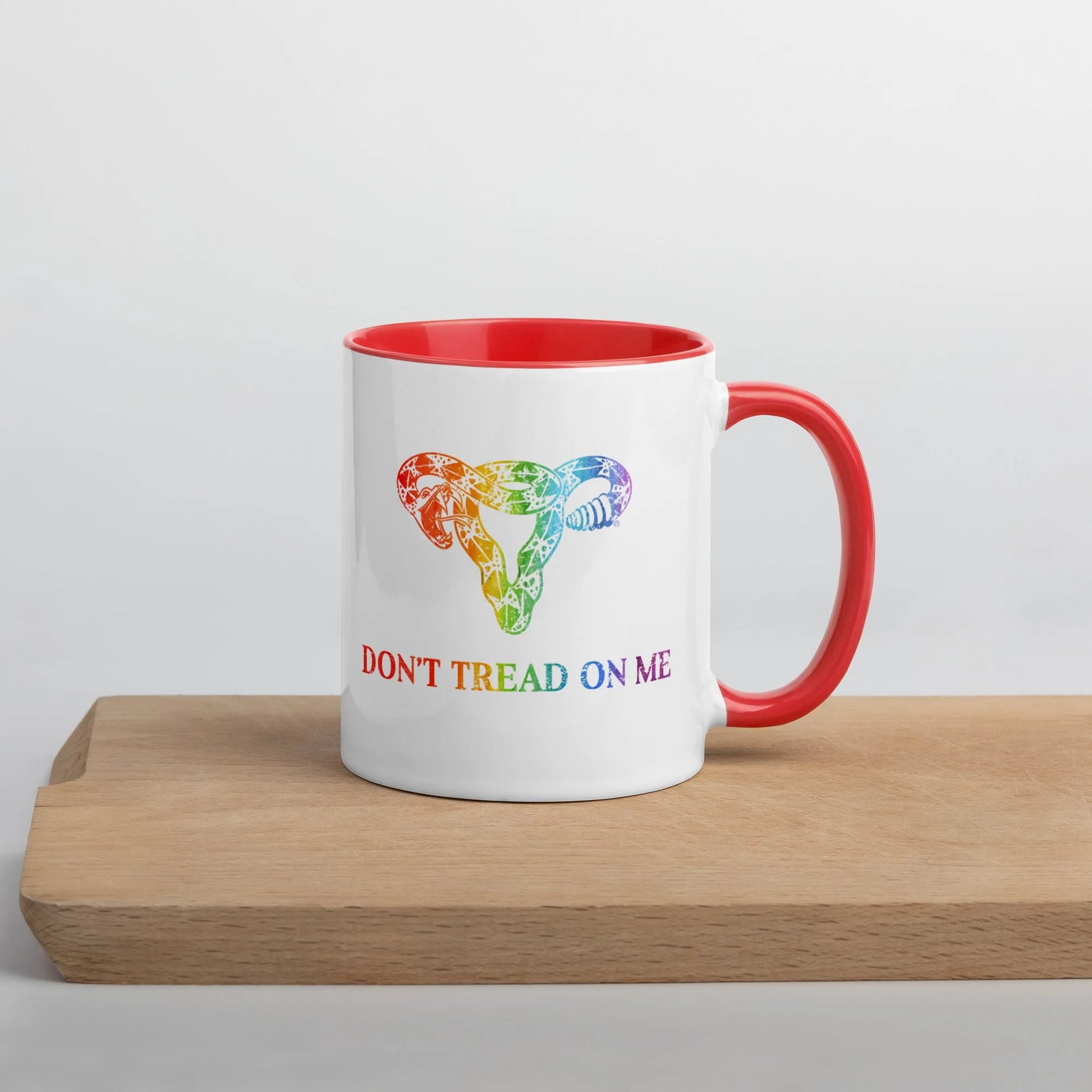 Don’t Tread On Me Rainbow Pride Gadsden Uterus LGBTQ Ceramic Coffee Mug Rebel Girl Rampage