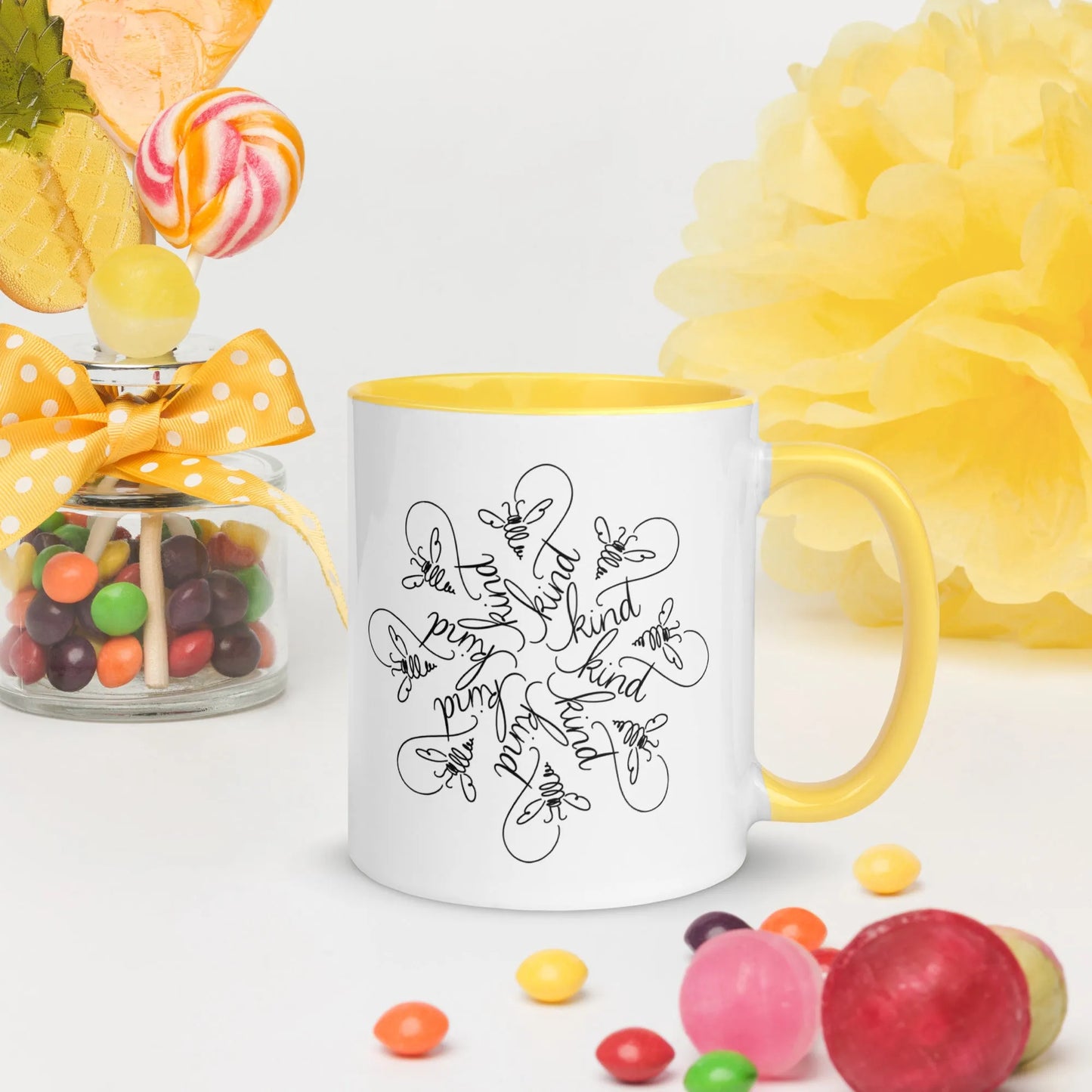 Bee Kind positive energy mandala ceramic coffee or tea mug good vibes rebel girl rampage