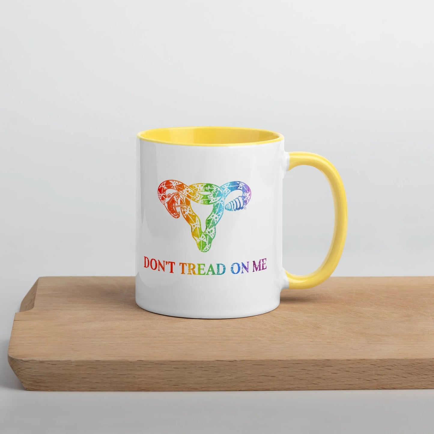 Don’t Tread On Me Rainbow Pride Gadsden Uterus LGBTQ Ceramic Coffee Mug Rebel Girl Rampage