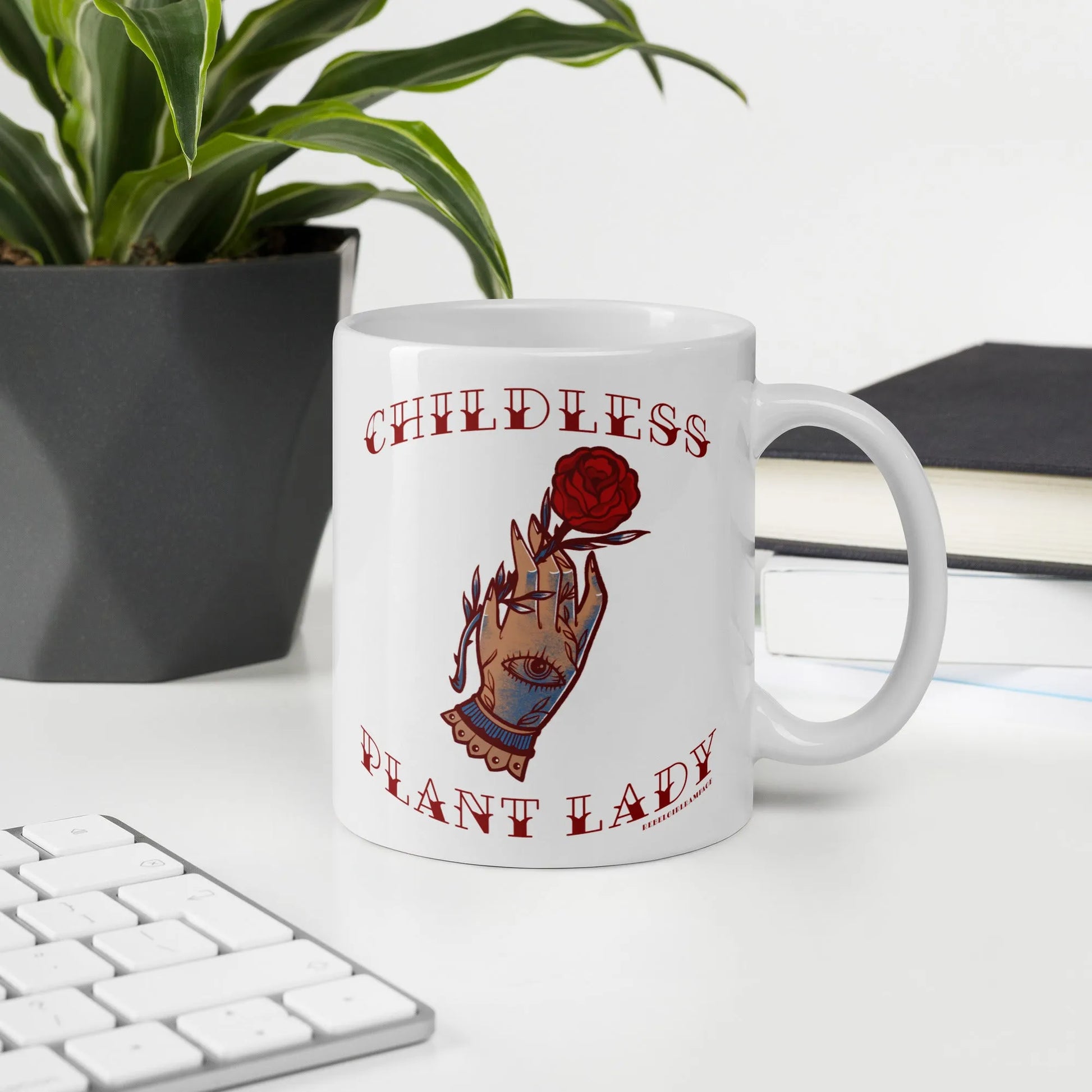 Childless Plant Lady Ceramic Mug, Rebel Girl Rampage