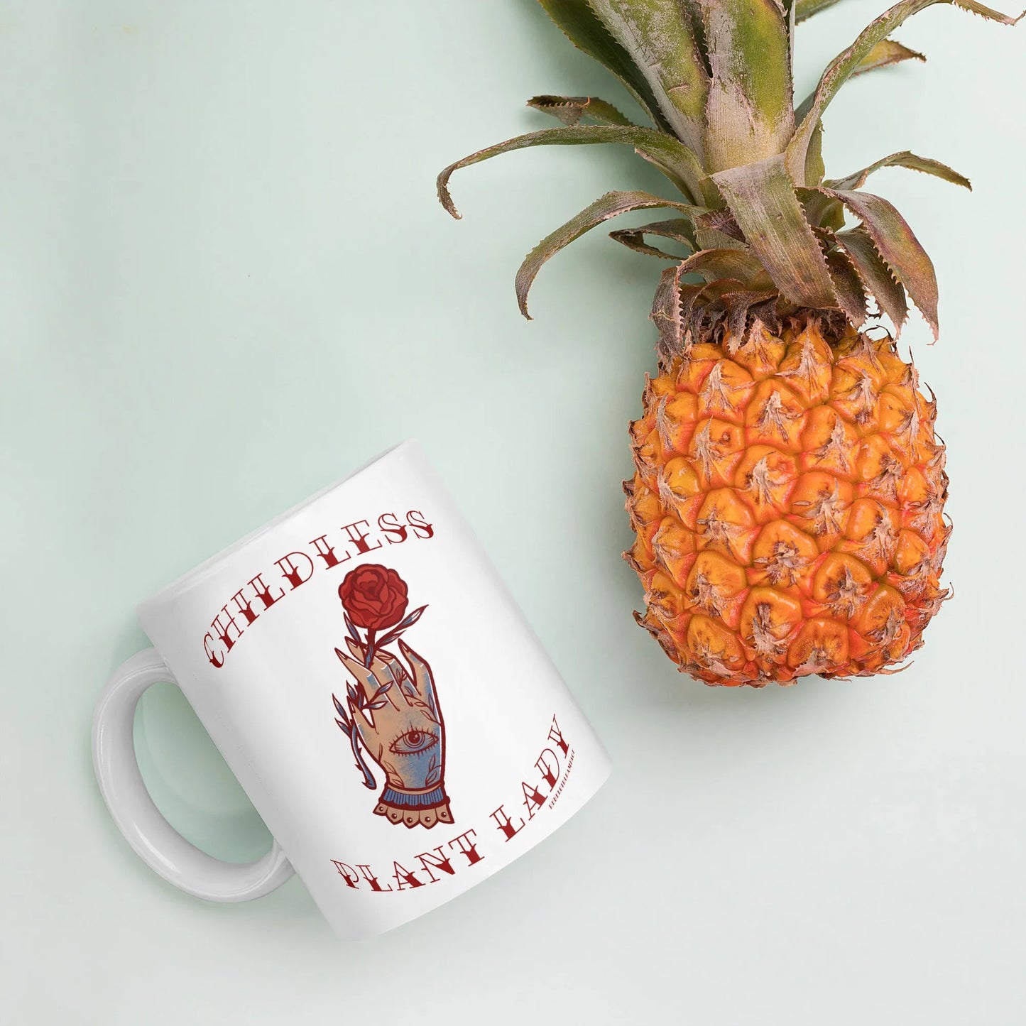 Childless Plant Lady Ceramic Mug, Rebel Girl Rampage, Mug, Home, Designs by Lindsey