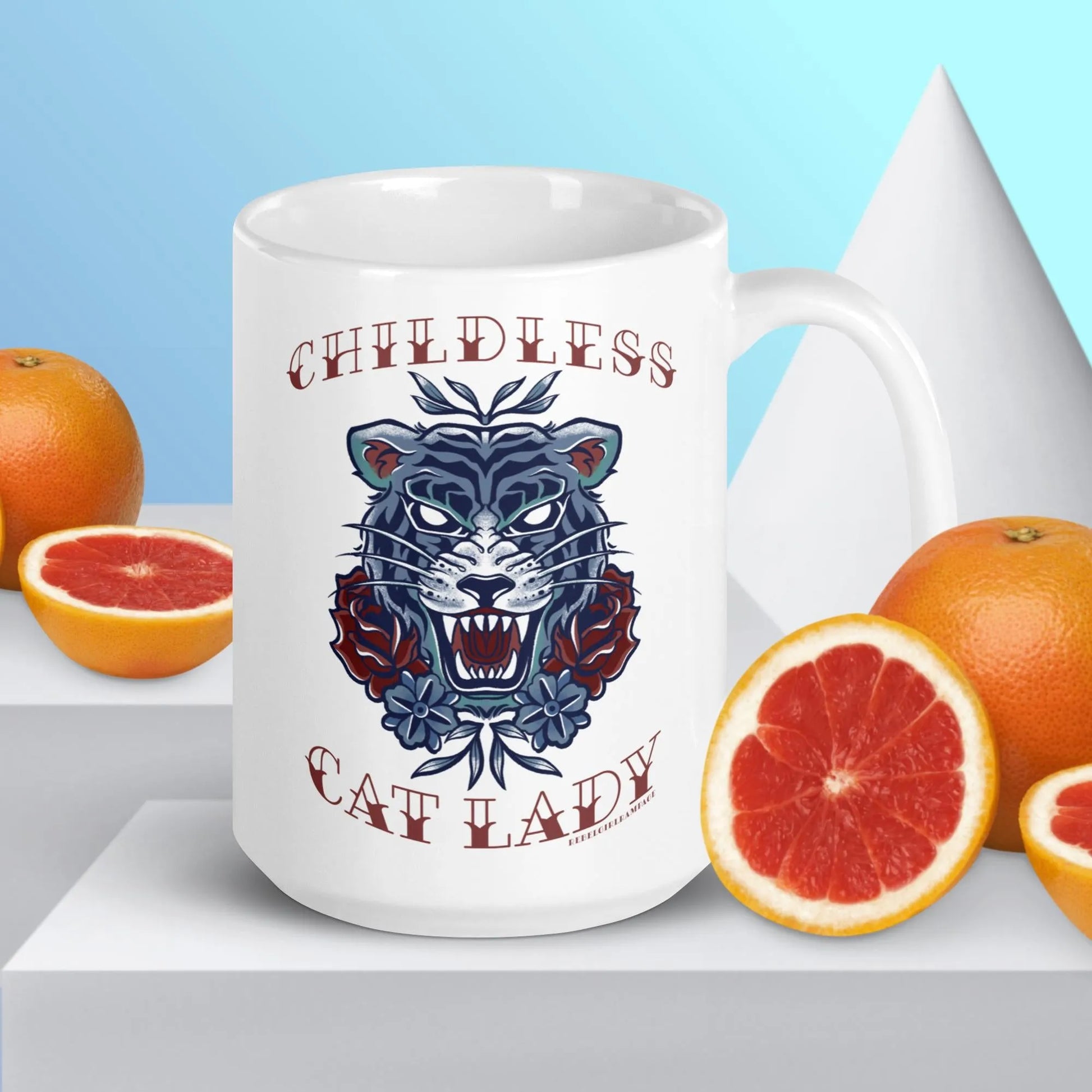 Childless Cat Lady Ceramic Mug, Rebel Girl Rampage