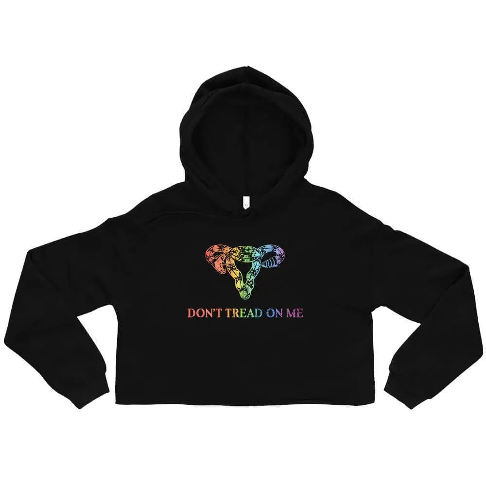 Don’t Tread On Me snake uterus pro choice women’s rights roe Vs wade cropped hoodie rainbow LGBTQ pride 