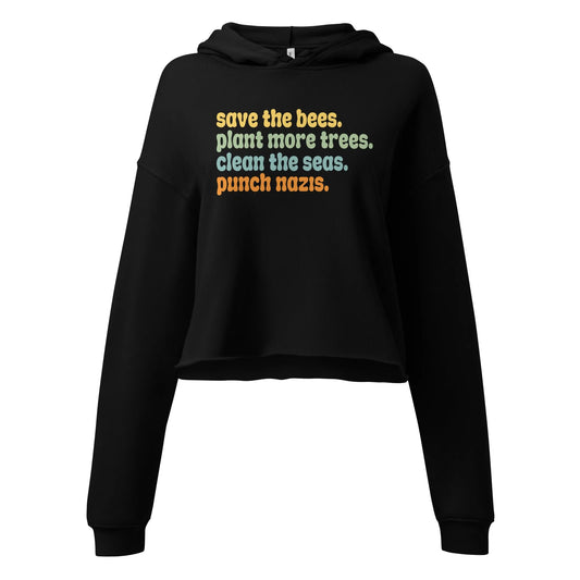 Bees, Trees & Seas Punch Nazi’s Rhyme Cropped Hoodie, Anti Racist Sweatshirt, Rebel Girl Rampage