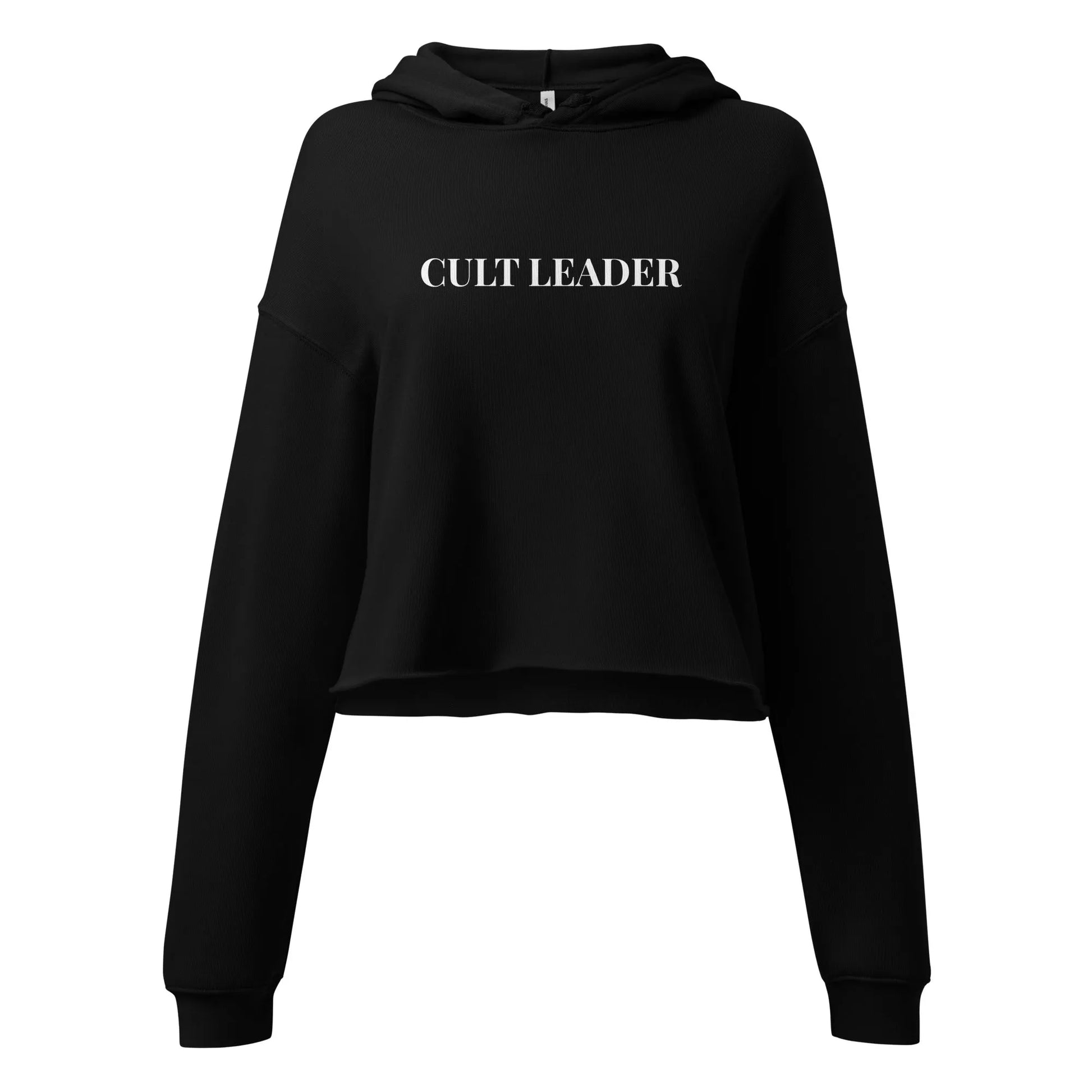 Cult Leader white graphic on a black crop hoodie, sassy, witchy and mysterious, Rebel Girl Rampage