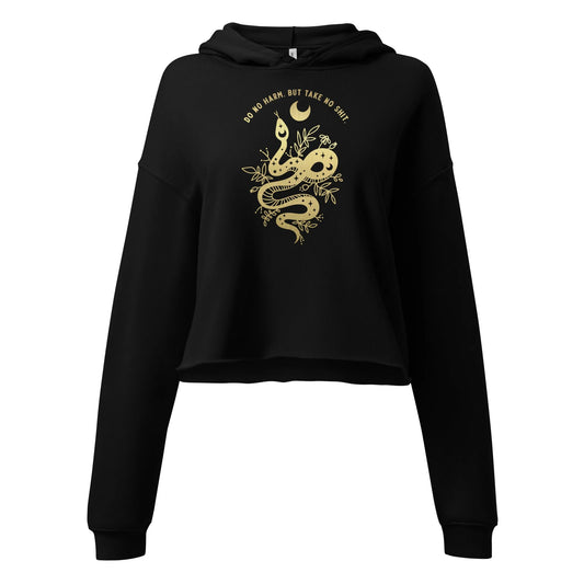 Do No Harm Snake and Moon Crop Hoodie, witch girl power, metaphysical, Rebel Girl Rampage 