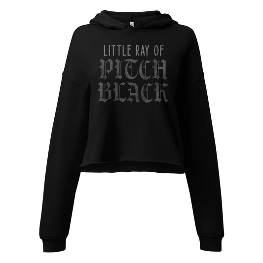 Little Ray Of Pitch Black Crop Hoodie, Halloween, goth girls, witchy, Rebel Girl Rampage 