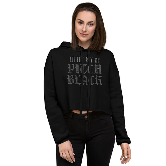Little Ray Of Pitch Black Crop Hoodie, Halloween, goth girls, witchy, Rebel Girl Rampage 