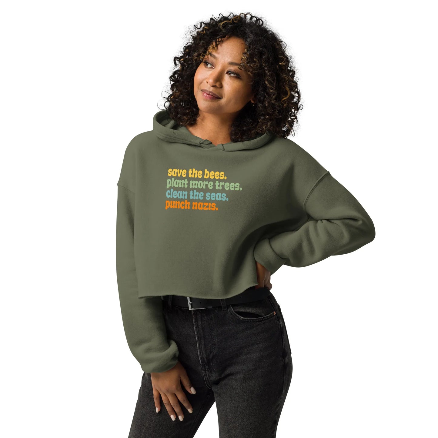 Bees, Trees & Seas Punch Nazi’s Rhyme Cropped Hoodie, Anti Racist Sweatshirt, Rebel Girl Rampage