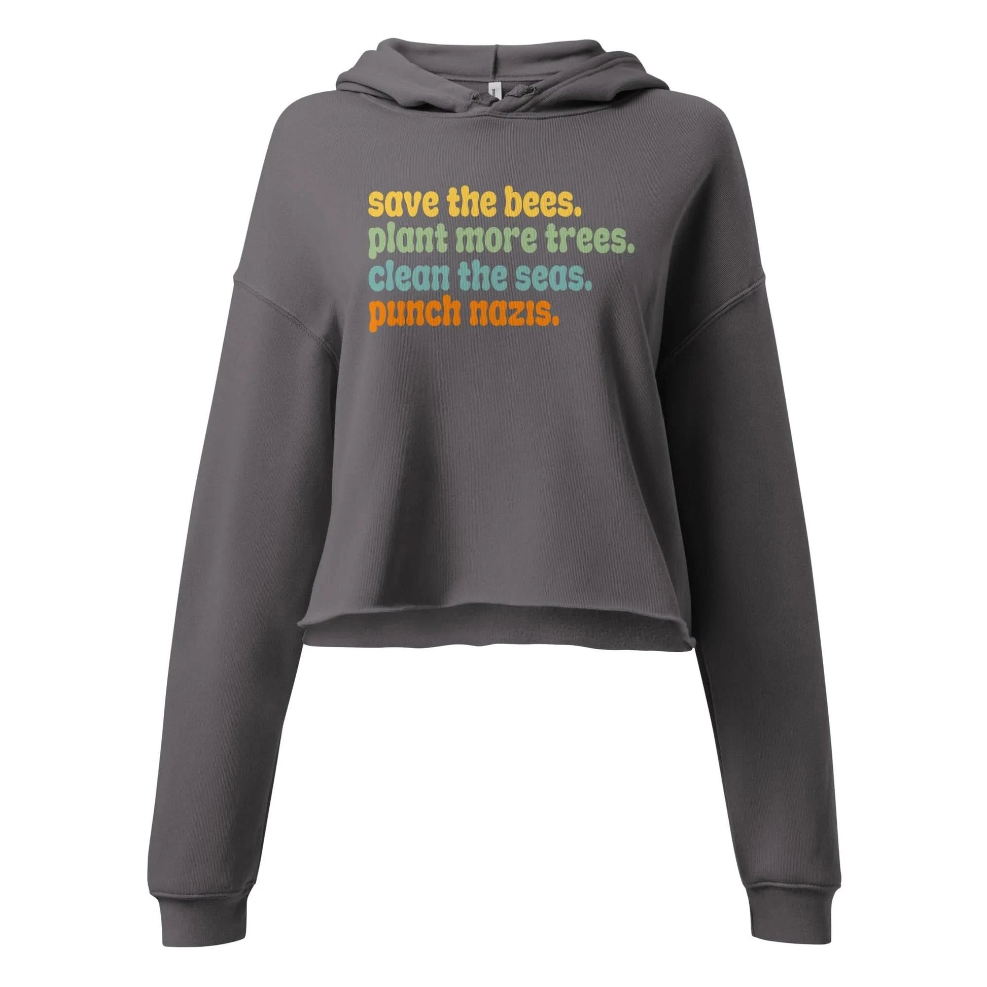 Bees, Trees & Seas Punch Nazi’s Rhyme Cropped Hoodie, Anti Racist Sweatshirt, anti fascist, Rebel Girl Rampage