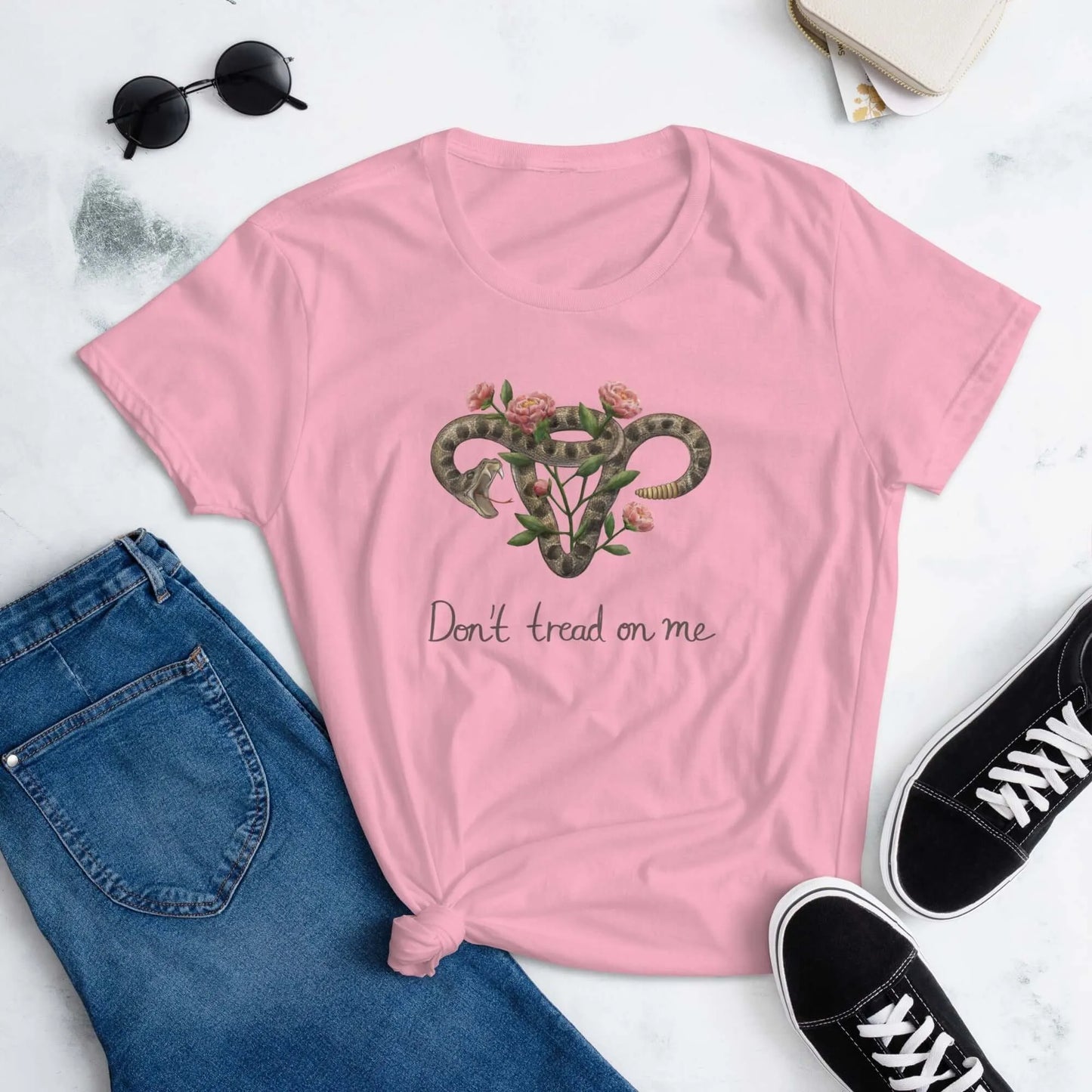 Don’t Tread On Me Uterus with Flowers Women’s T-Shirt