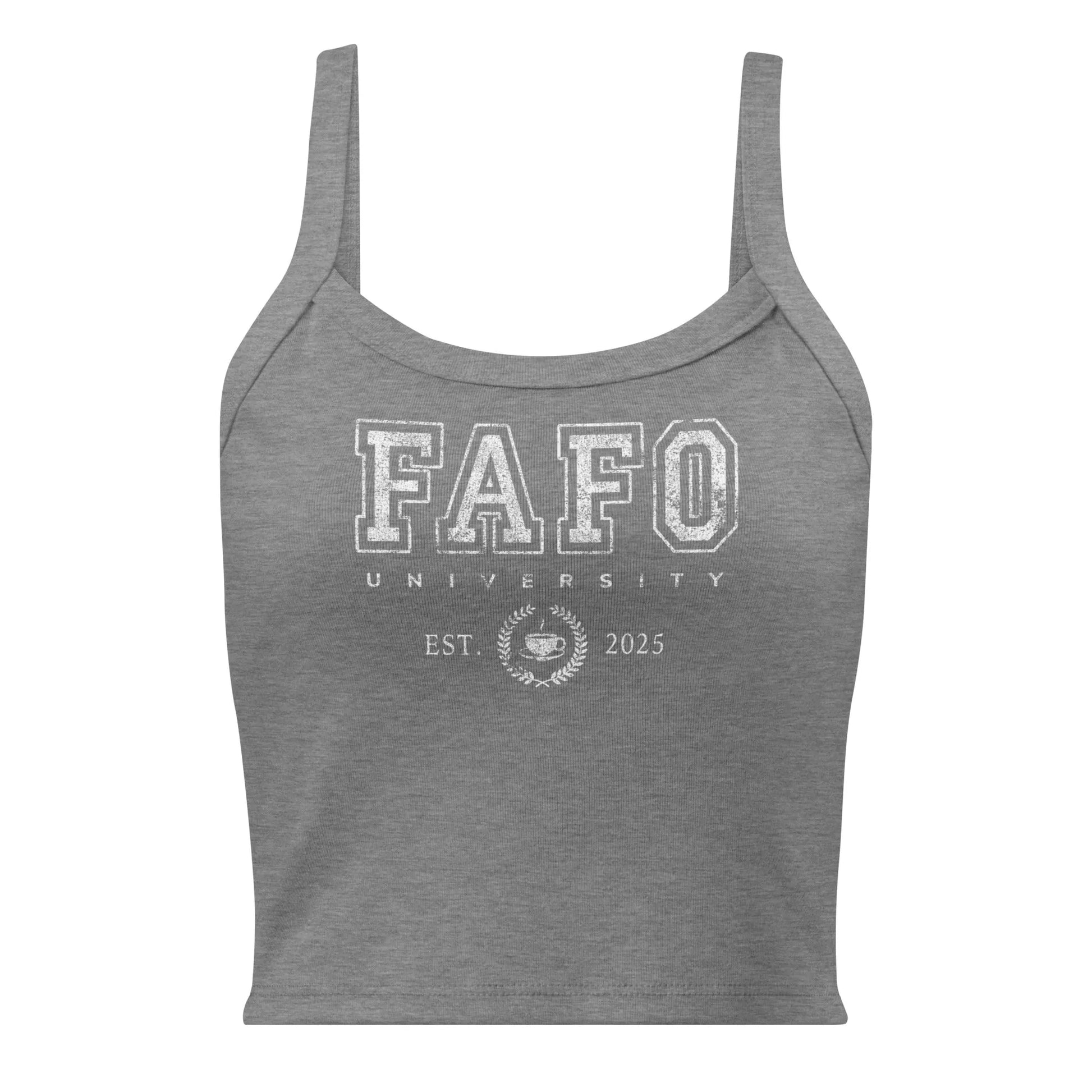 FAFO university Women’s Crop Tank Top, Anne Lesniak, College Alma Mater, Rebel Girl Rampage