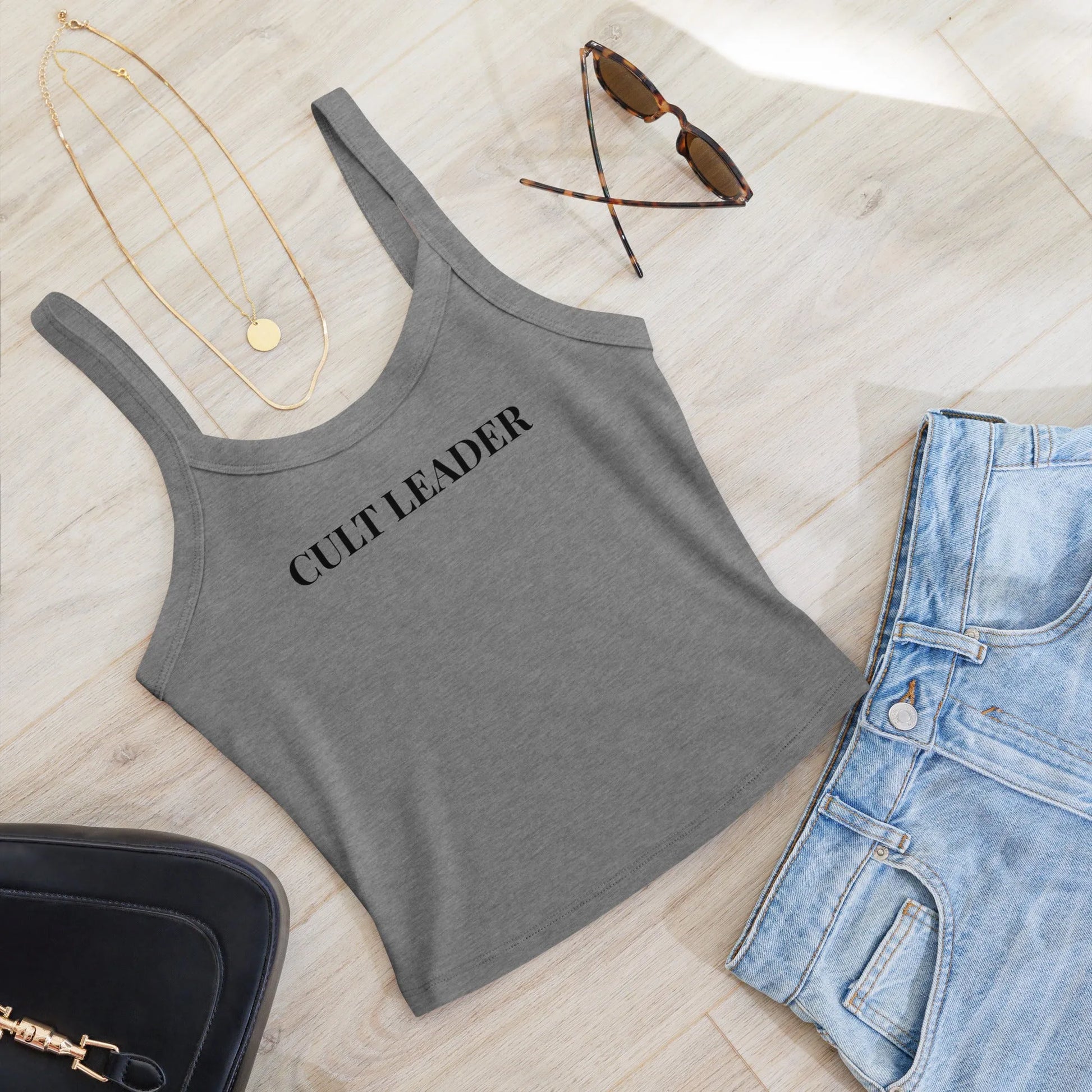 Cult Leader Women’s Crop Micro Rib Tank Top, witchy girl, Sassy designs, Rebel Girl Rampage
