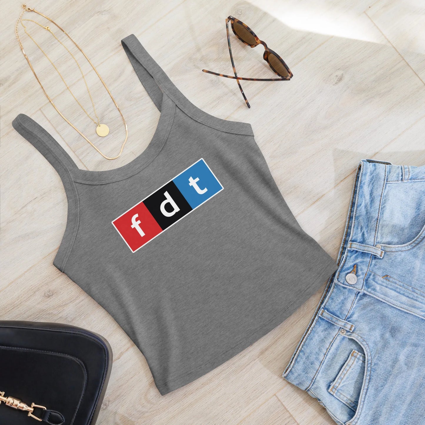 FDT Crop Micro Rib Tank Top,  Save Public Broadcasting, PBS, NPR, Rebel Girl Rampage 