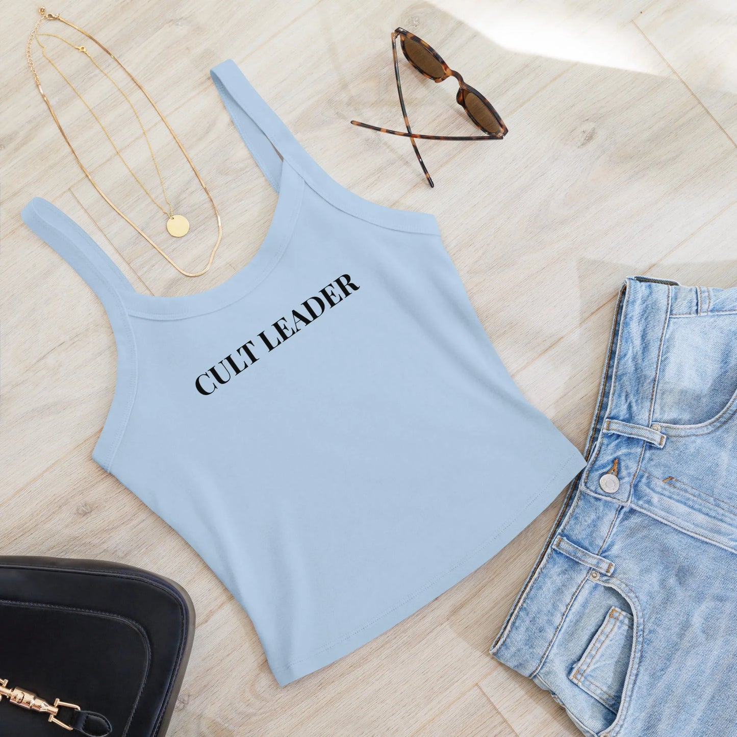 Cult Leader Women’s Crop Micro Rib Tank Top, witchy yoga girl, Sassy designs, Rebel Girl Rampage