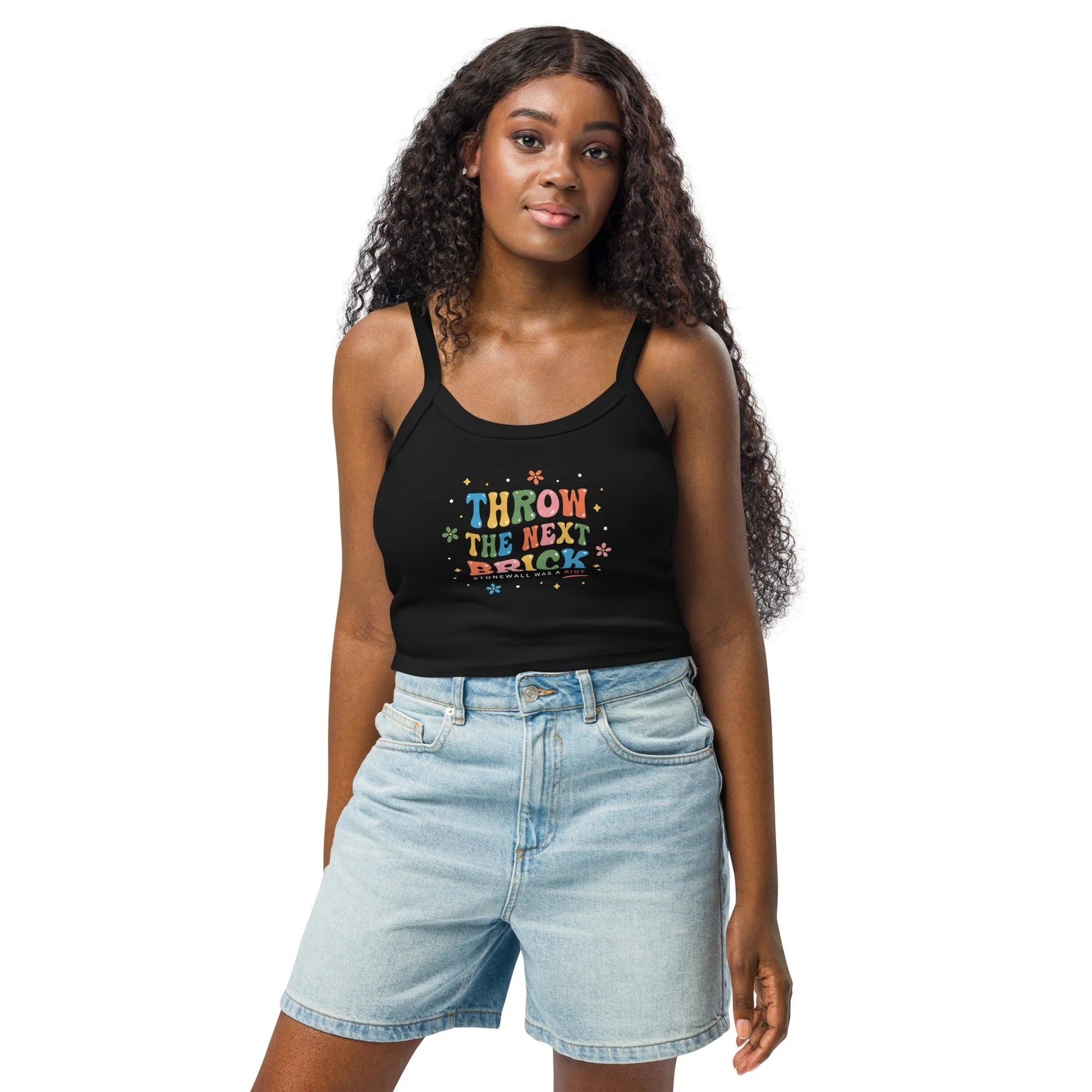 Throw The Next Brick Women’s Micro Rib Tank Top, Stonewall Was A Riot, Pride, Rebel Girl Rampage