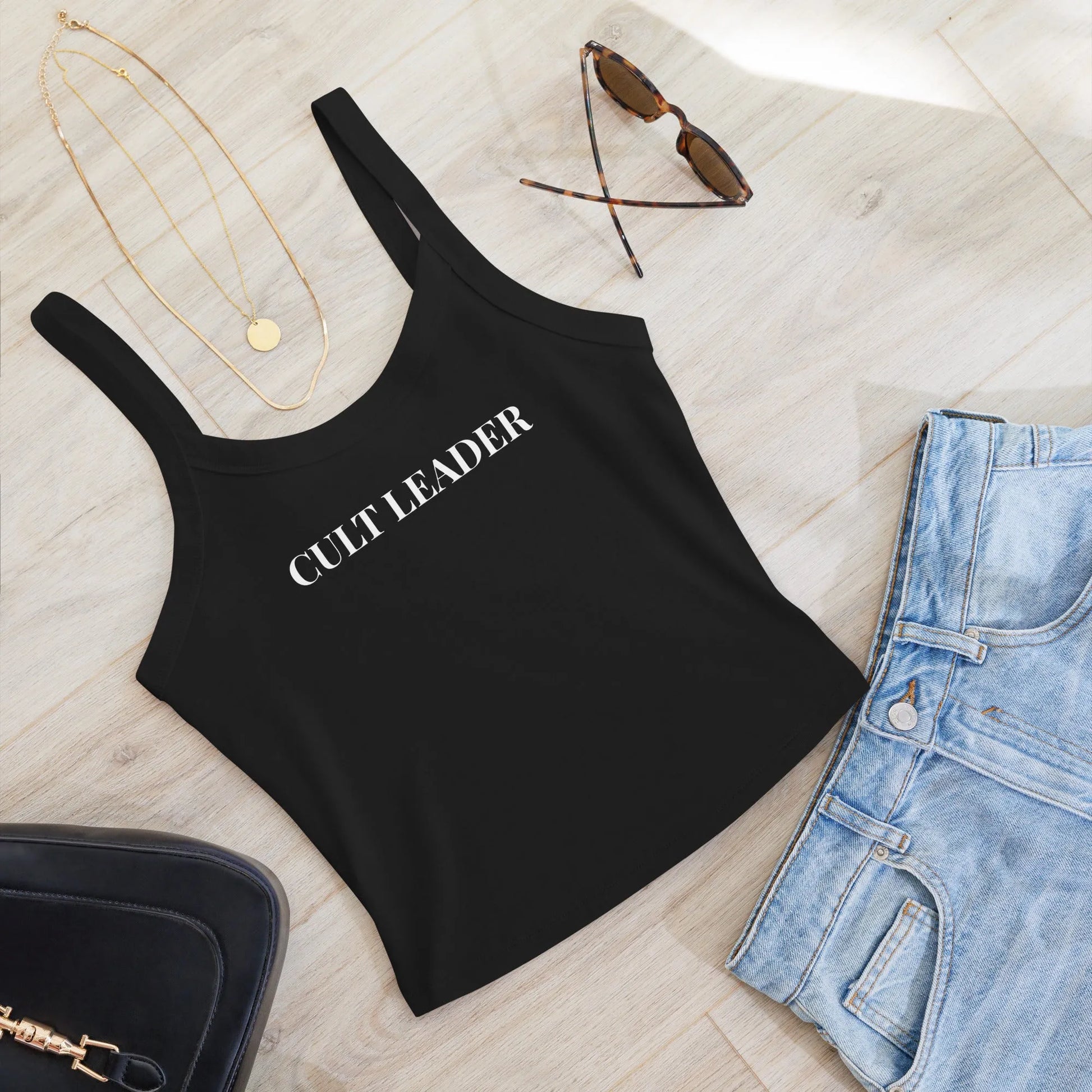 Cult Leader Women’s Crop Micro Rib Tank Top, witchy girl, Sassy designs, Rebel Girl Rampage