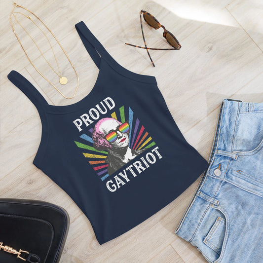Proud Gaytriot Micro Rib Crop Tank Top, Patriot George Washington Drag, Rainbow Pride, LGBTQ, Rebel Girl Rampage 