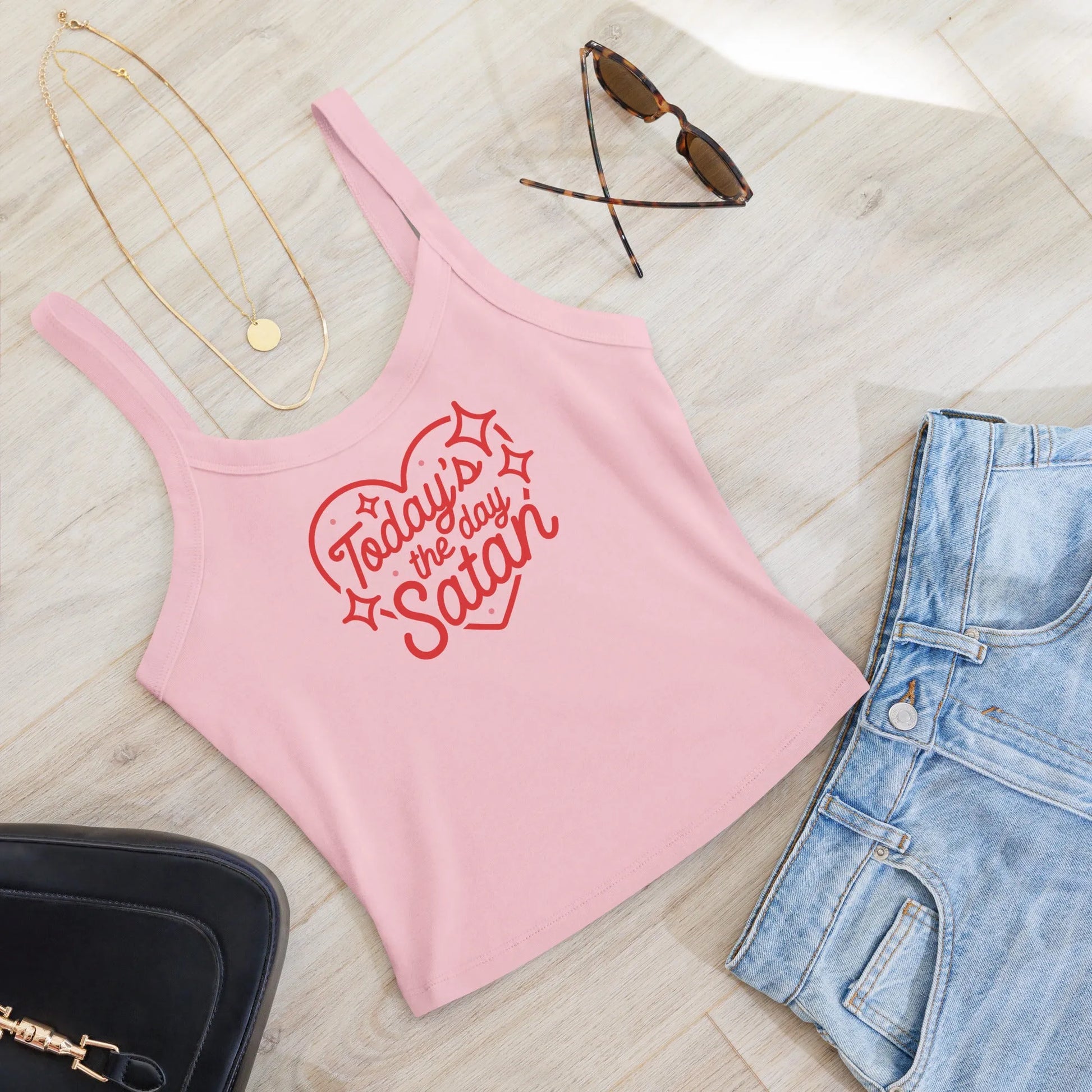Today’s the Day Satan Women’s Crop Tank Top, Witchy and Bitchy, K Pop, Gothth Girl Halloween, Rebel Girl Rampage 