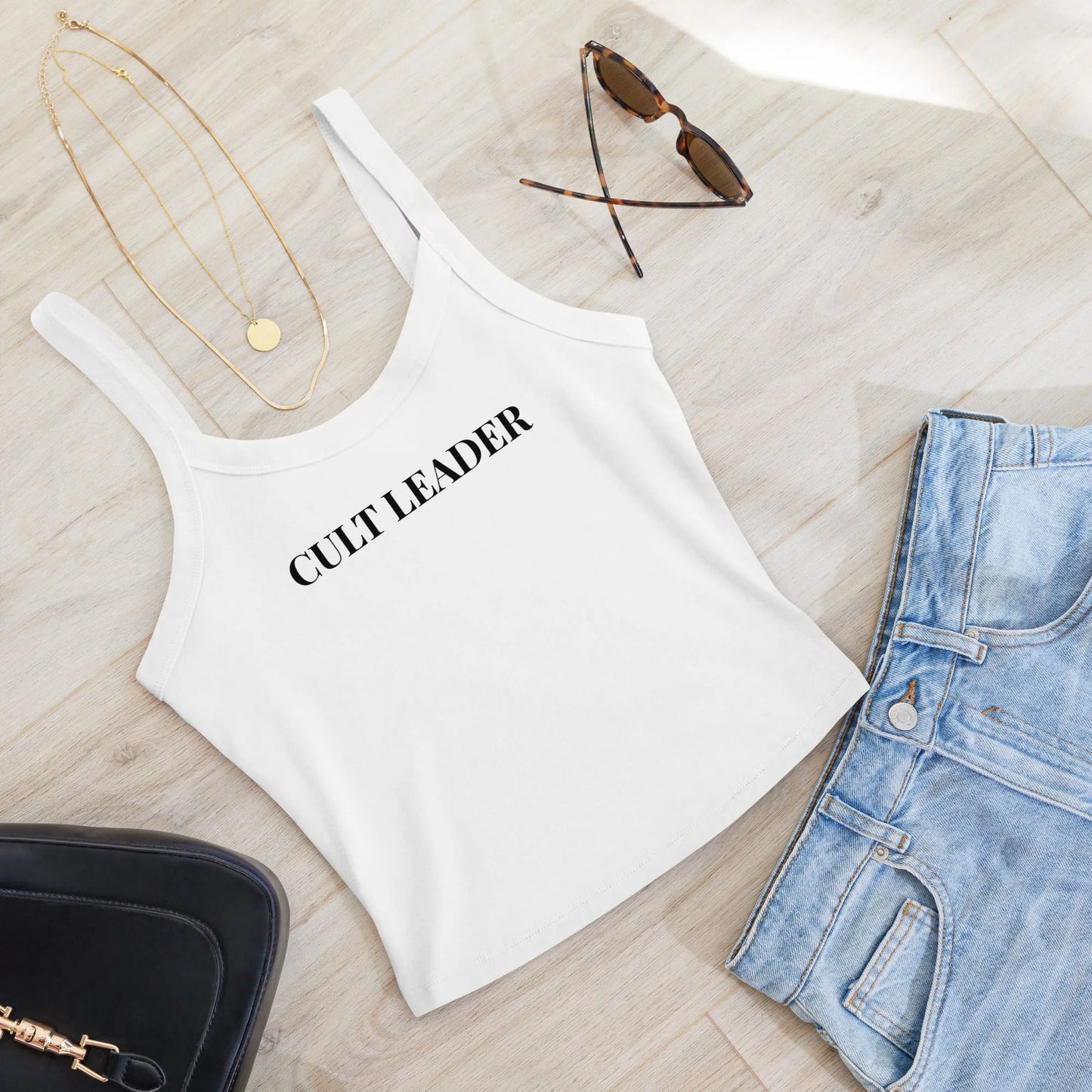 Cult Leader Women’s Crop Micro Rib Tank Top, witchy yoga girl, Sassy designs, Rebel Girl Rampage
