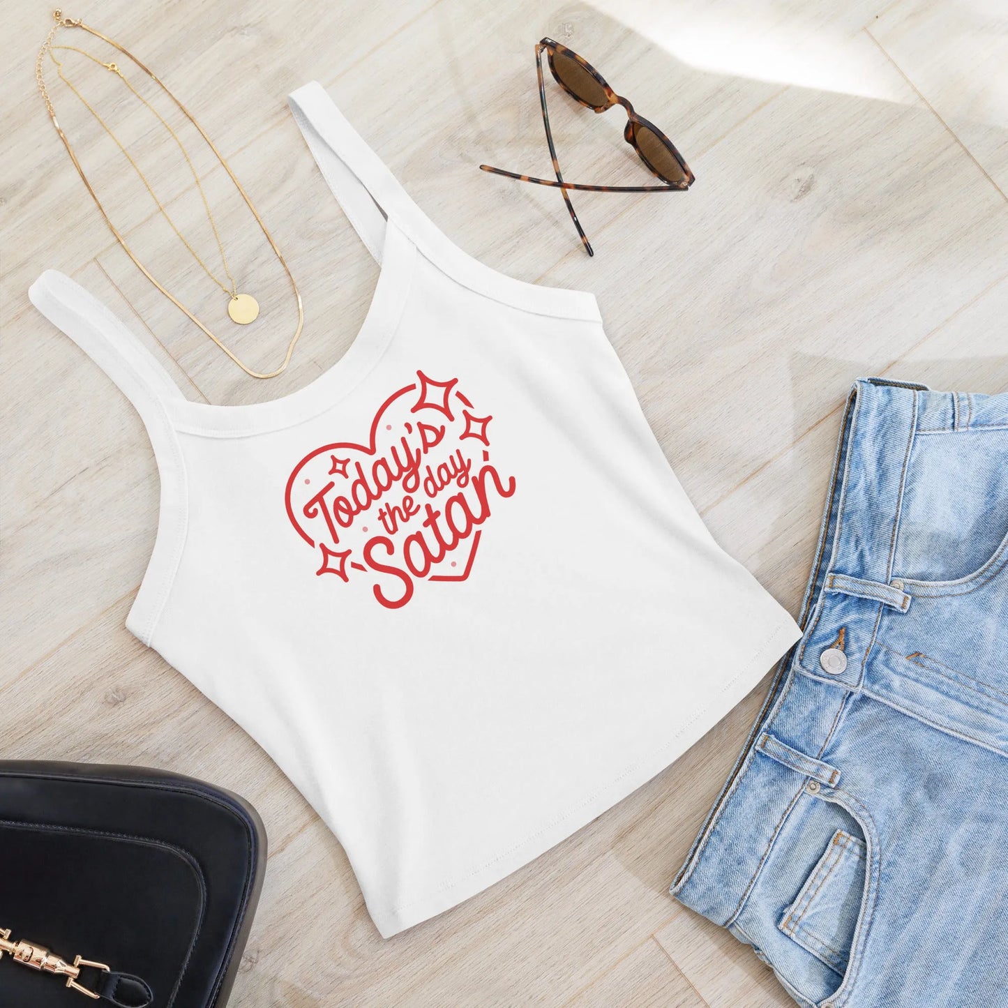 Today’s the Day Satan Women’s Crop Tank Top, Witchy and Bitchy, K Pop, Gothth Girl Halloween, Rebel Girl Rampage 