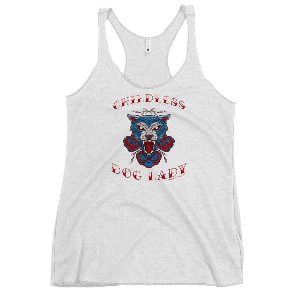 Childless Dog Lady Racerback Tank, Rebel Girl Rampage, Tank Tops, Shirts & Tops, Pets, Designs by Lindsey