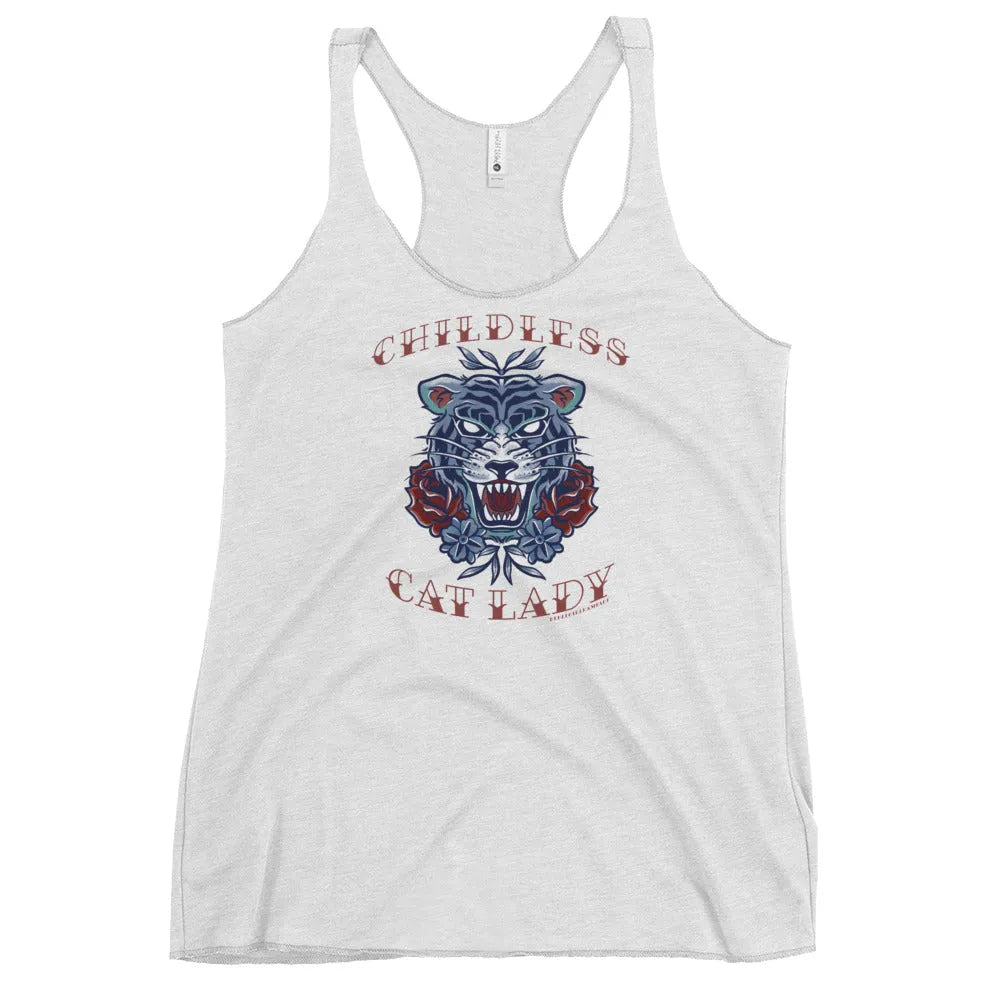 Childless Cat Lady Racerback Tank, Rebel Girl Rampage, Tank Tops, Shirts & Tops, Pets, Designs by Lindsey