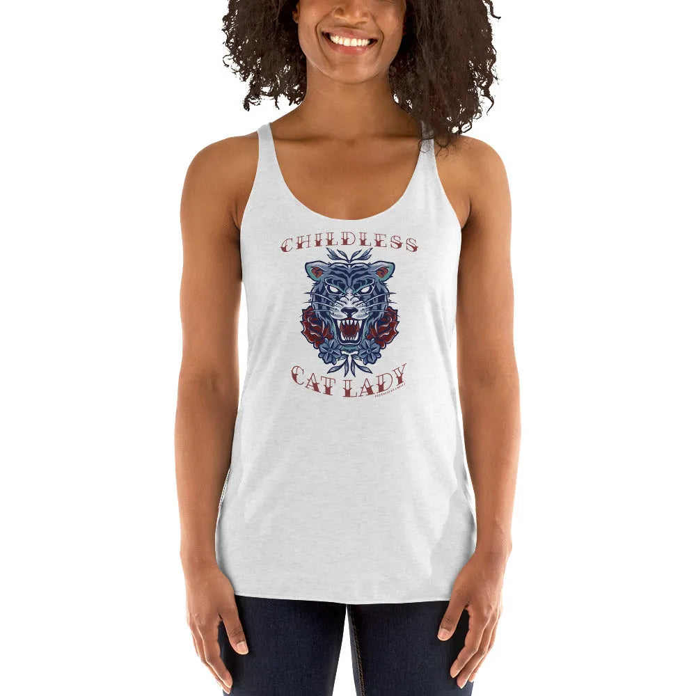 Childless Cat Lady Racerback Tank, Rebel Girl Rampage, Tank Tops, Shirts & Tops, Pets, Designs by Lindsey