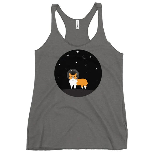 Astro Space Corgi Racerback Tank, cute, funny, space, astronaut dog, stars, galaxy, Tank Tops, Shirts & Tops, Nicole Bizzaro, Pets, Rebel Girl Rampage