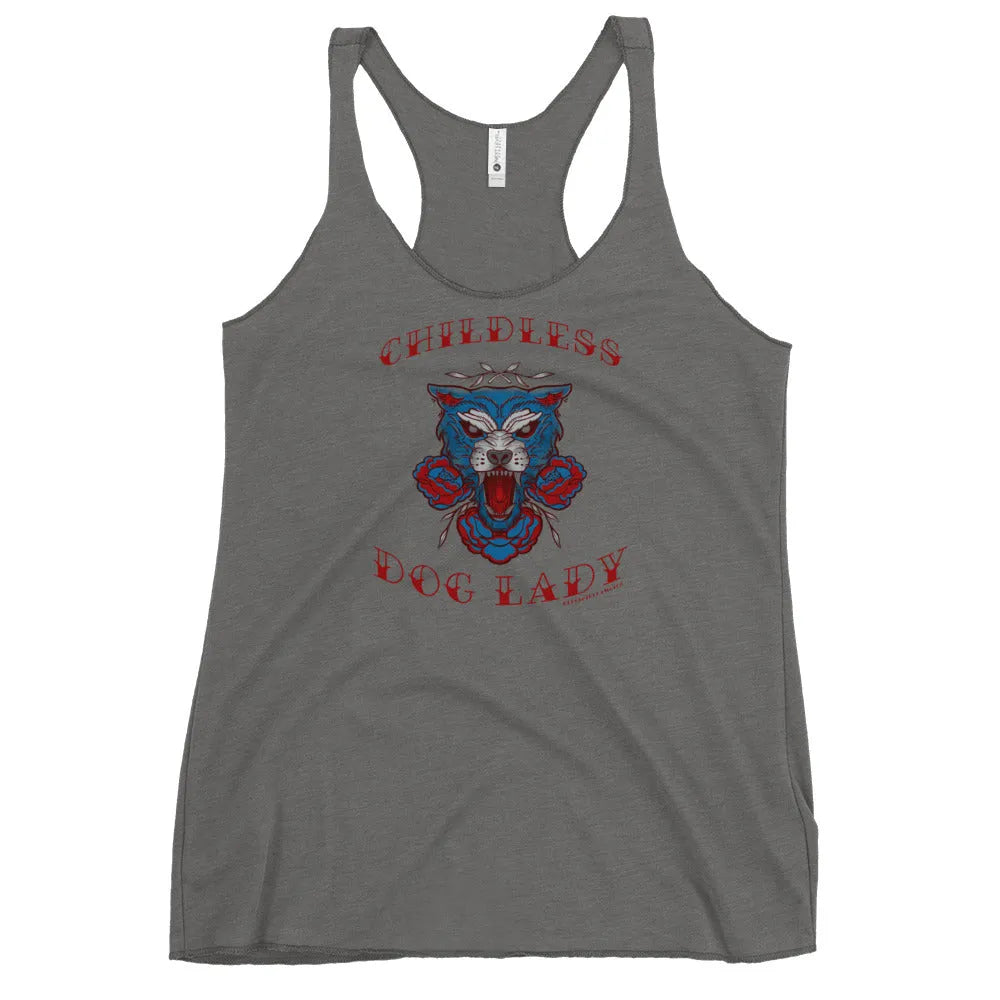 Childless Dog Lady Racerback Tank, Rebel Girl Rampage, Tank Tops, Shirts & Tops, Pets, Designs by Lindsey