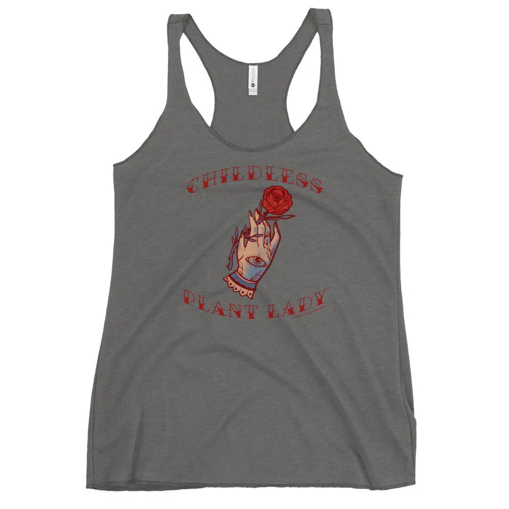 Childless Plant Lady Racerback Tank, Rebel Girl Rampage, Tank Tops, Shirts & Tops, Pets, Designs by Lindsey