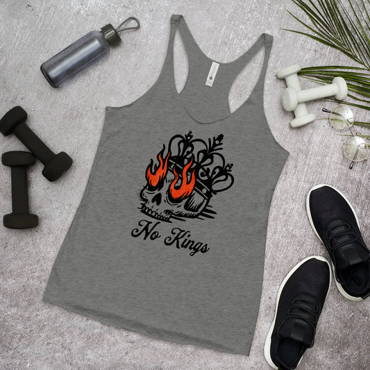 No Kings women’s racerback tank top, Skull art, Rebel Girl Rampage 