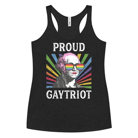 Gaytriot Women’s Racerback Tank Top, LGBTQ Pride, George Washington,  Patriotic Drag,  Rainbow, Rebel Girl Rampage 