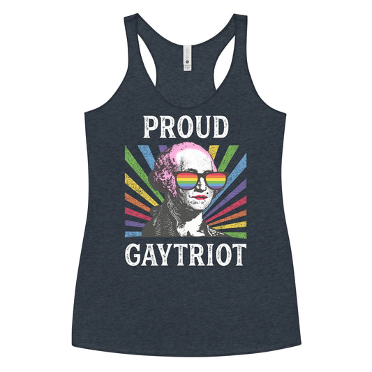 Gaytriot Women’s Racerback Tank Top, LGBTQ Pride, George Washington,  Patriotic Drag,  Rainbow, Rebel Girl Rampage 