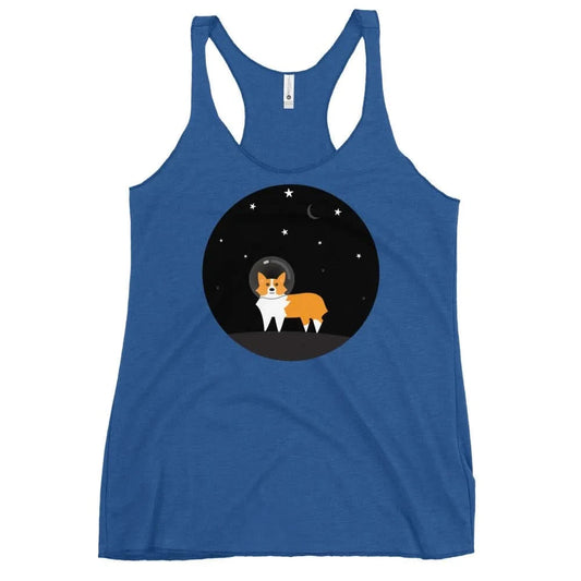 Astro Space Corgi Racerback Tank, cute, funny, space, astronaut dog, stars, galaxy, Tank Tops, Shirts & Tops, Nicole Bizzaro, Pets, Rebel Girl Rampage