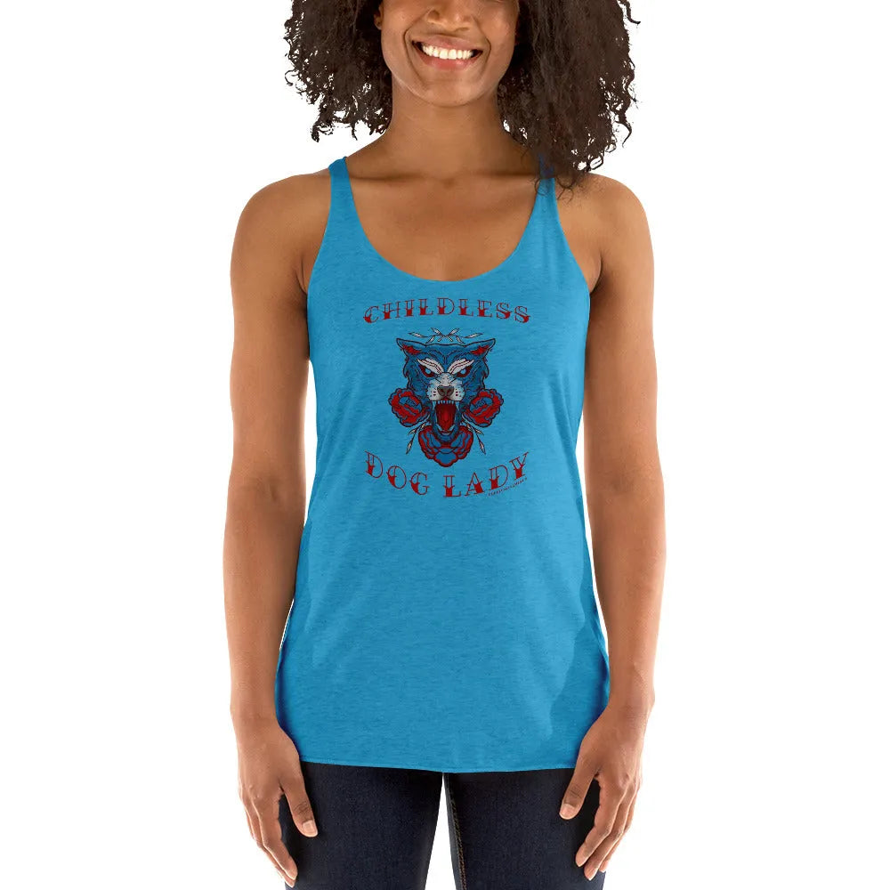 Childless Dog Lady Racerback Tank, Rebel Girl Rampage, Tank Tops, Shirts & Tops, Pets, Designs by Lindsey