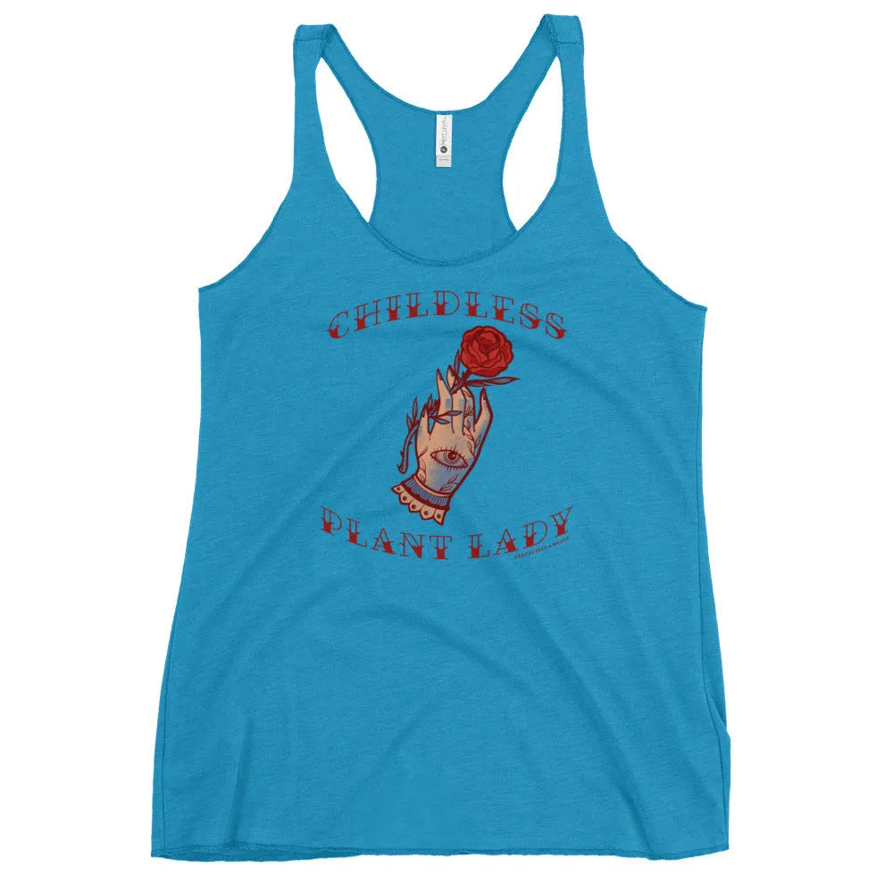 Childless Plant Lady Racerback Tank, Rebel Girl Rampage, Tank Tops, Shirts & Tops, Pets, Designs by Lindsey