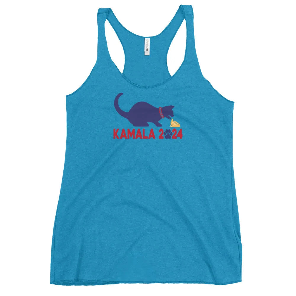 Kamala Kat very mindful and Demure Childless Cat lady Democrat Racerback Tank By Anne Lesniak at Rebel Girl Rampage