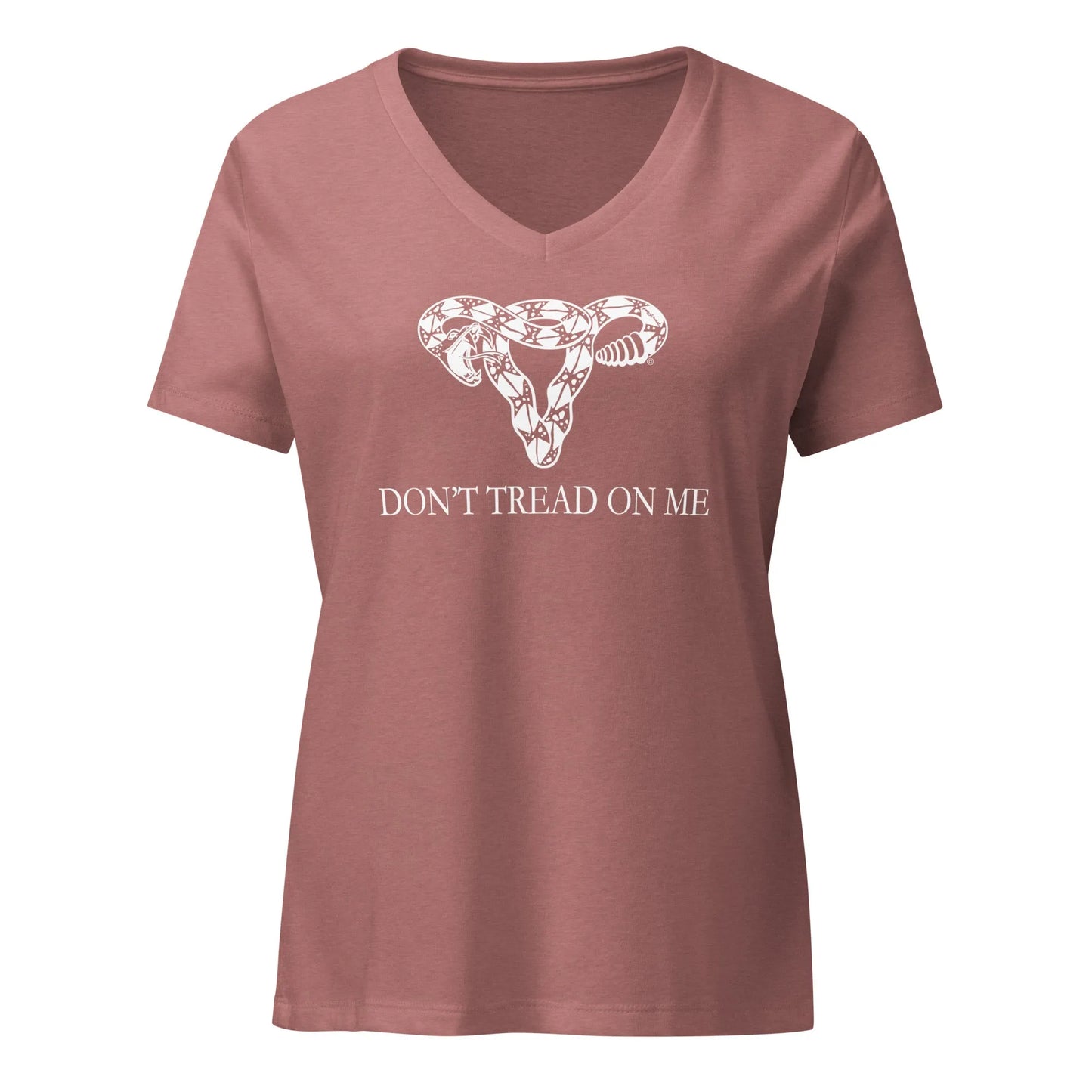 Don’t Tread On Me Gadsden Uterus Women’s V-Neck t-shirt, Feminist reproductive rights, Anne Lesniak, Rebel Girl Rampage