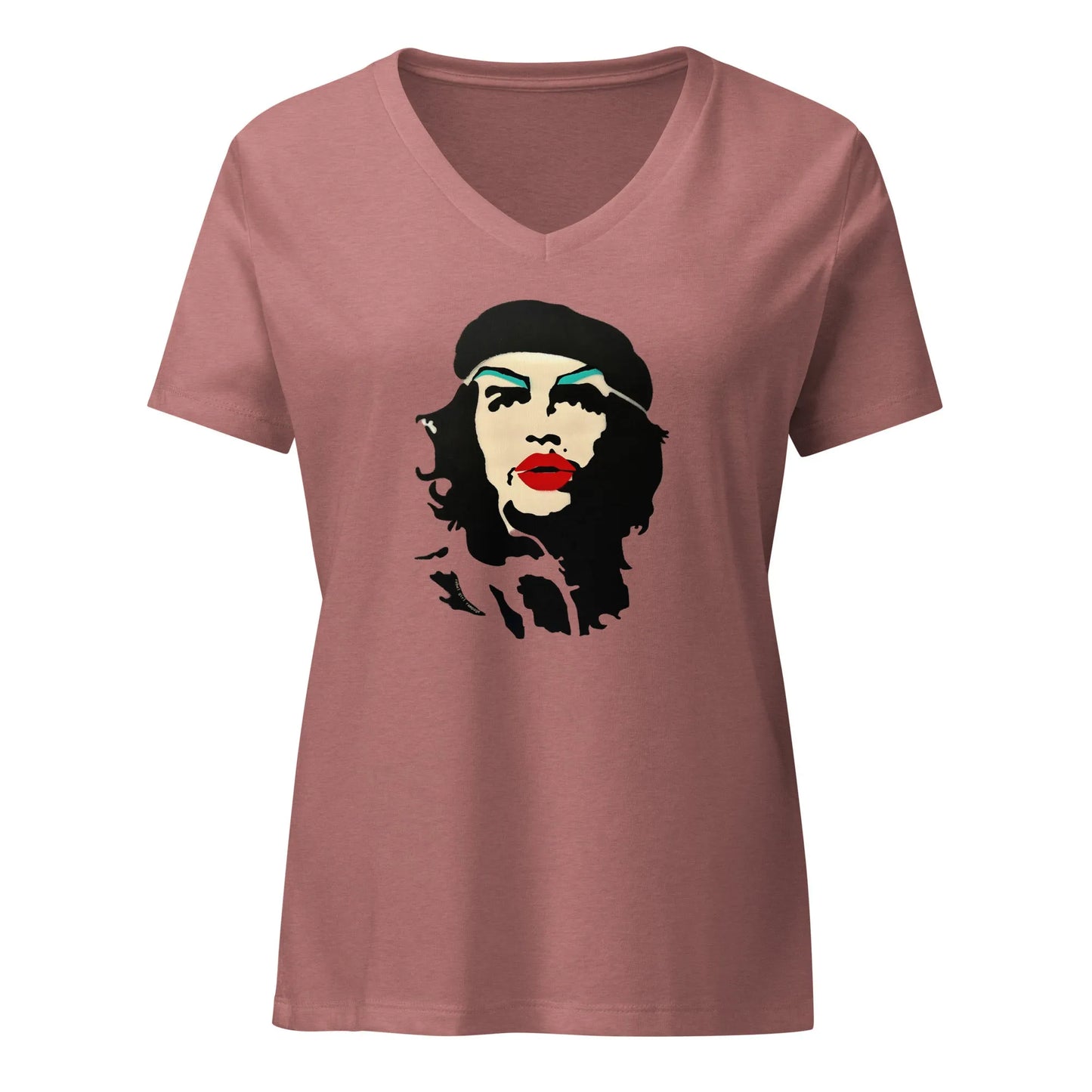 Revolution Slay Women’s V-Neck T-Shirt, Che Guevara, Graffiti Art, Stencil Artwork, Andy Warhol Inspired, Rebel Girl Rampage