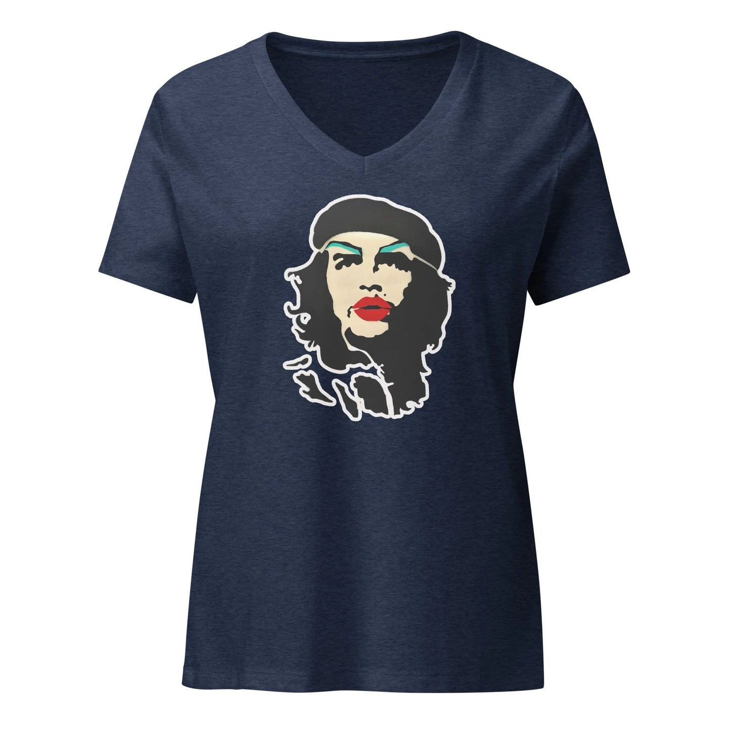 Revolution Slay Women’s V-Neck T-Shirt, Che Guevara, Graffiti Art, Stencil Artwork, Andy Warhol Inspired, Rebel Girl Rampage