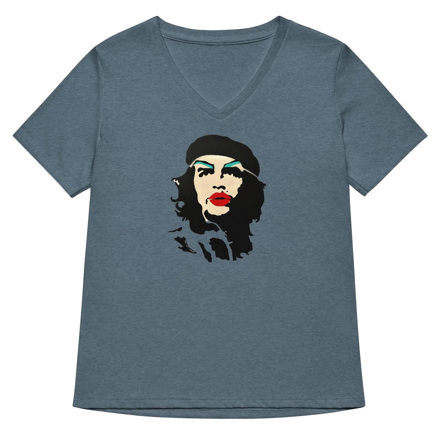 Revolution Slay Women’s V-Neck T-Shirt, Che Guevara, Graffiti Art, Stencil Artwork, Andy Warhol Inspired, Rebel Girl Rampage