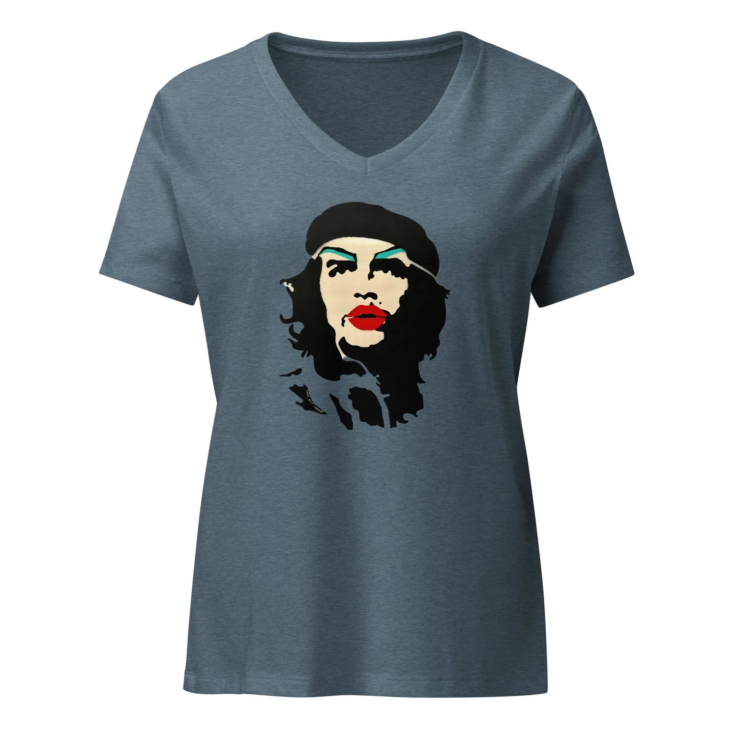 Revolution Slay Women’s V-Neck T-Shirt, Che Guevara, Graffiti Art, Stencil Artwork, Andy Warhol Inspired, Rebel Girl Rampage