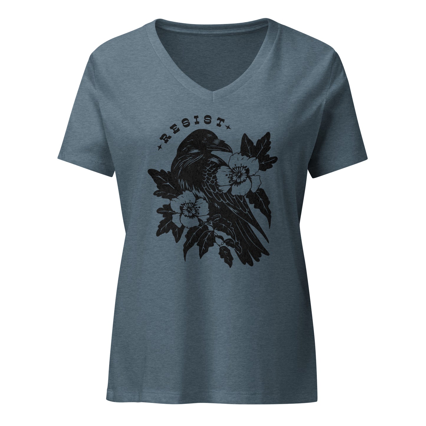 Resist Crow V-Neck T-Shirt - Rebel Girl Rampage