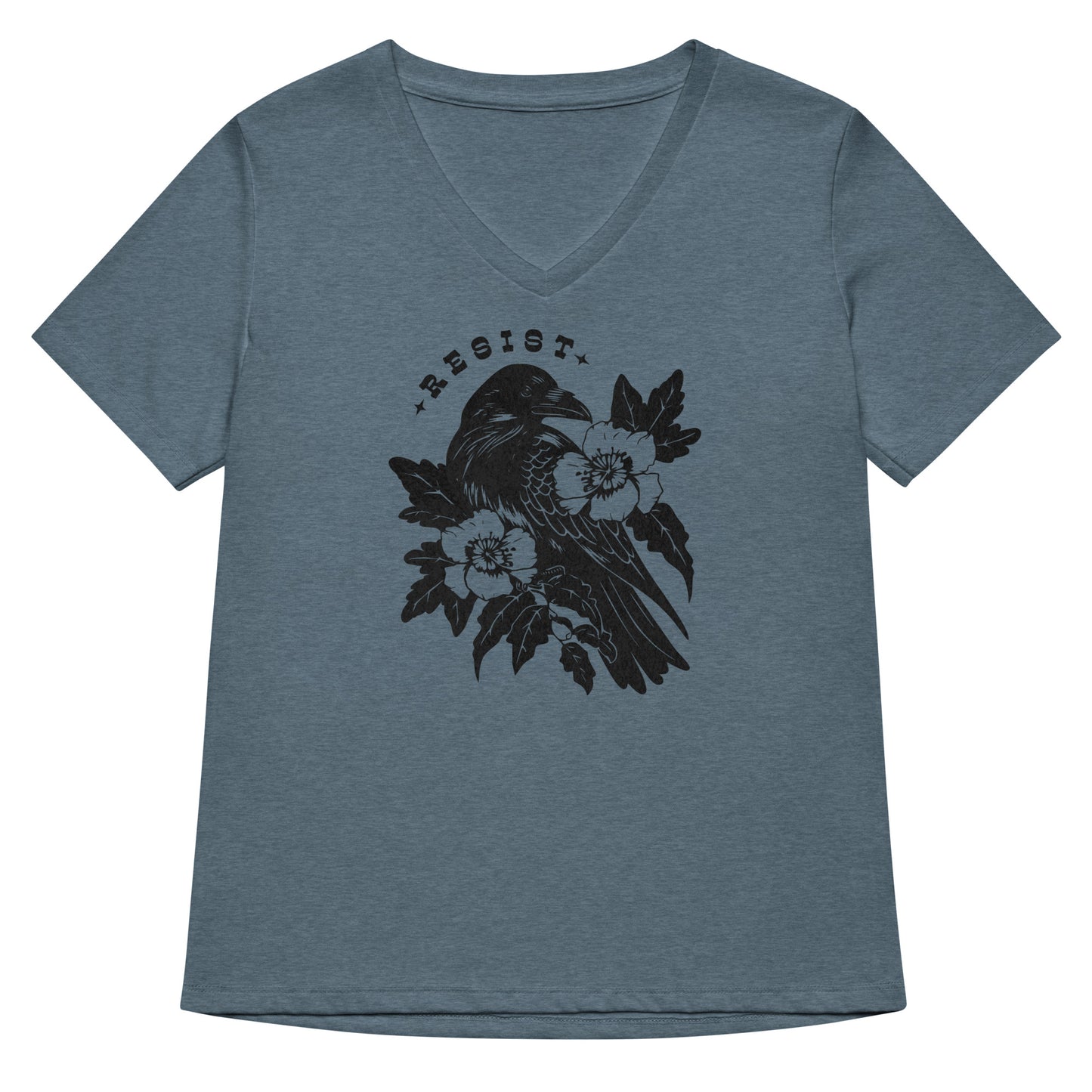 Resist Crow V-Neck T-Shirt - Rebel Girl Rampage