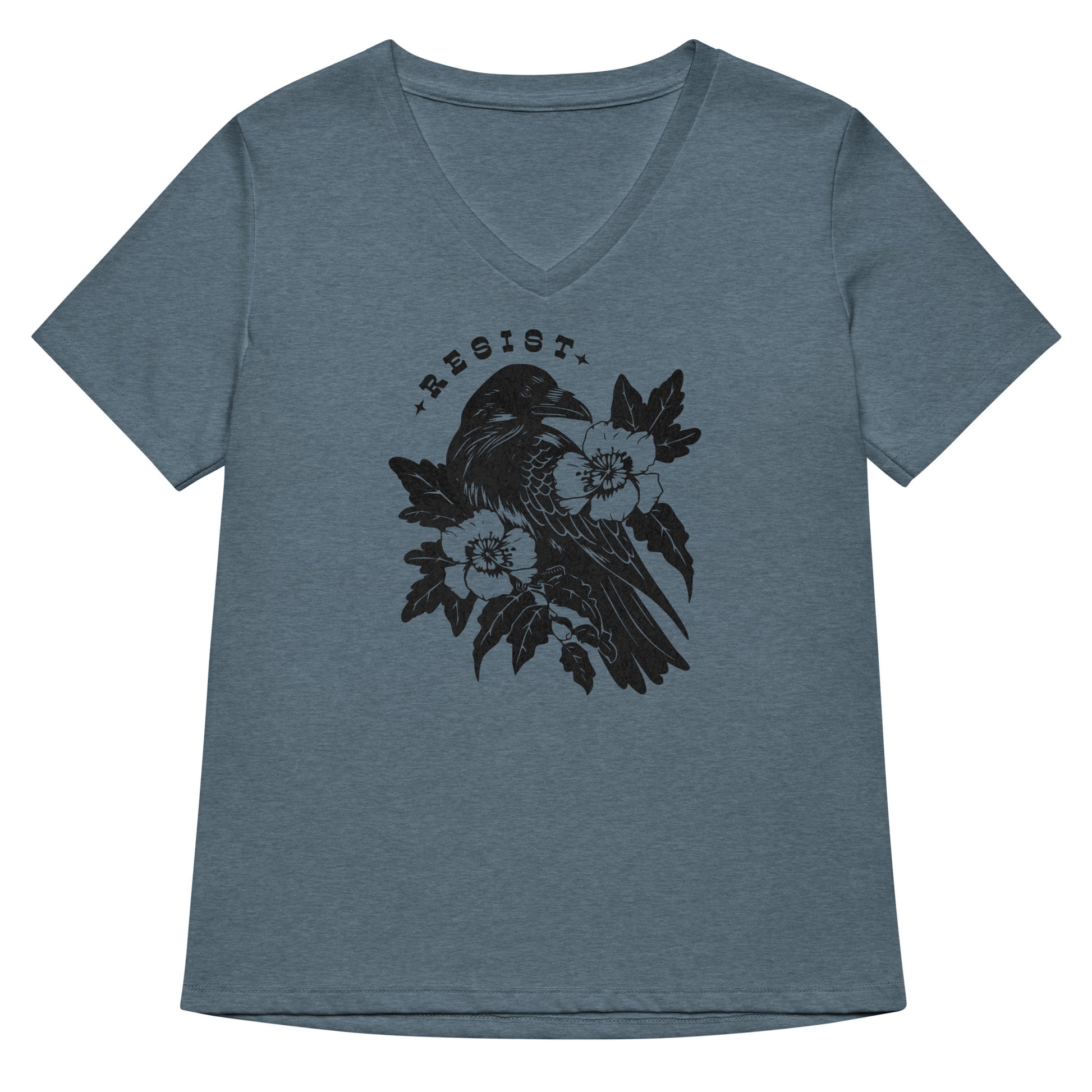 Resist Crow V-Neck T-Shirt - Rebel Girl Rampage