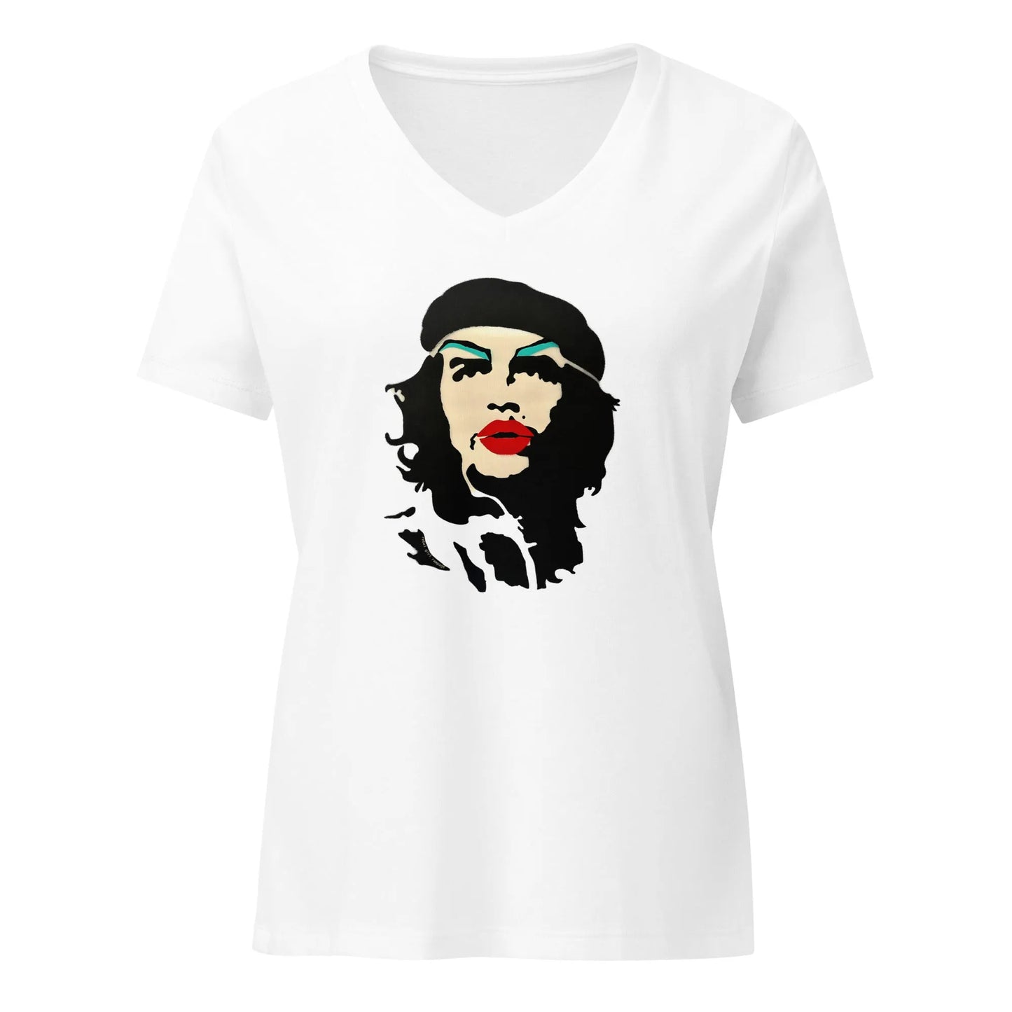 Revolution Slay Women’s V-Neck T-Shirt, Che Guevara, Graffiti Art, Stencil Artwork, Andy Warhol Inspired, Rebel Girl Rampage