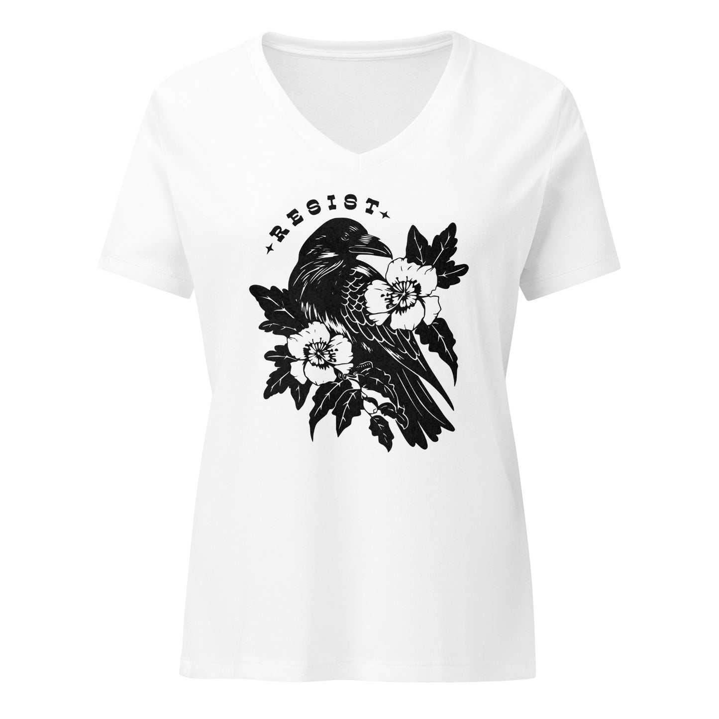 Resist Crow V-Neck T-Shirt - Rebel Girl Rampage