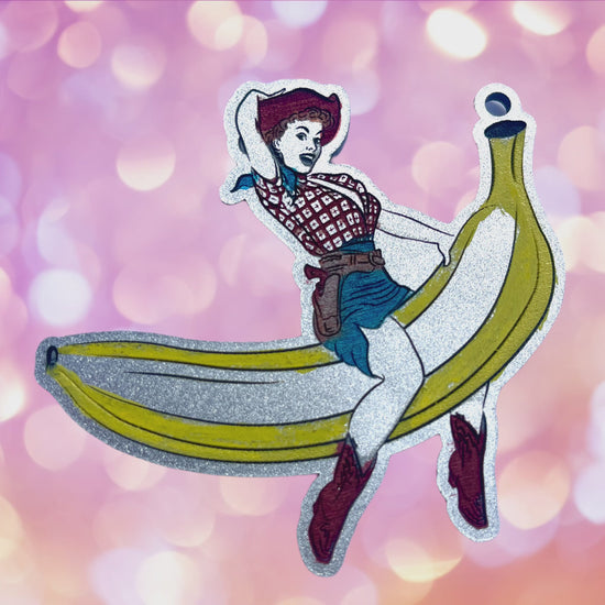 Banana Pinup Cowgirl Keychain